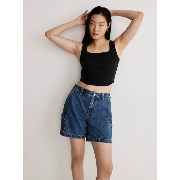 Madewell Tops - Madewell Women's Black The Tailored Crop Tank Sleekhold Size L